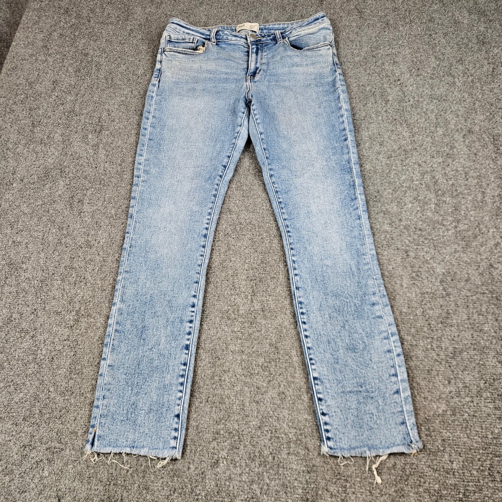 BKE Stella Mid-Rise Slim Fit Skinny Jeans Light Wash Blue Raw Hem 30 ABK1863R